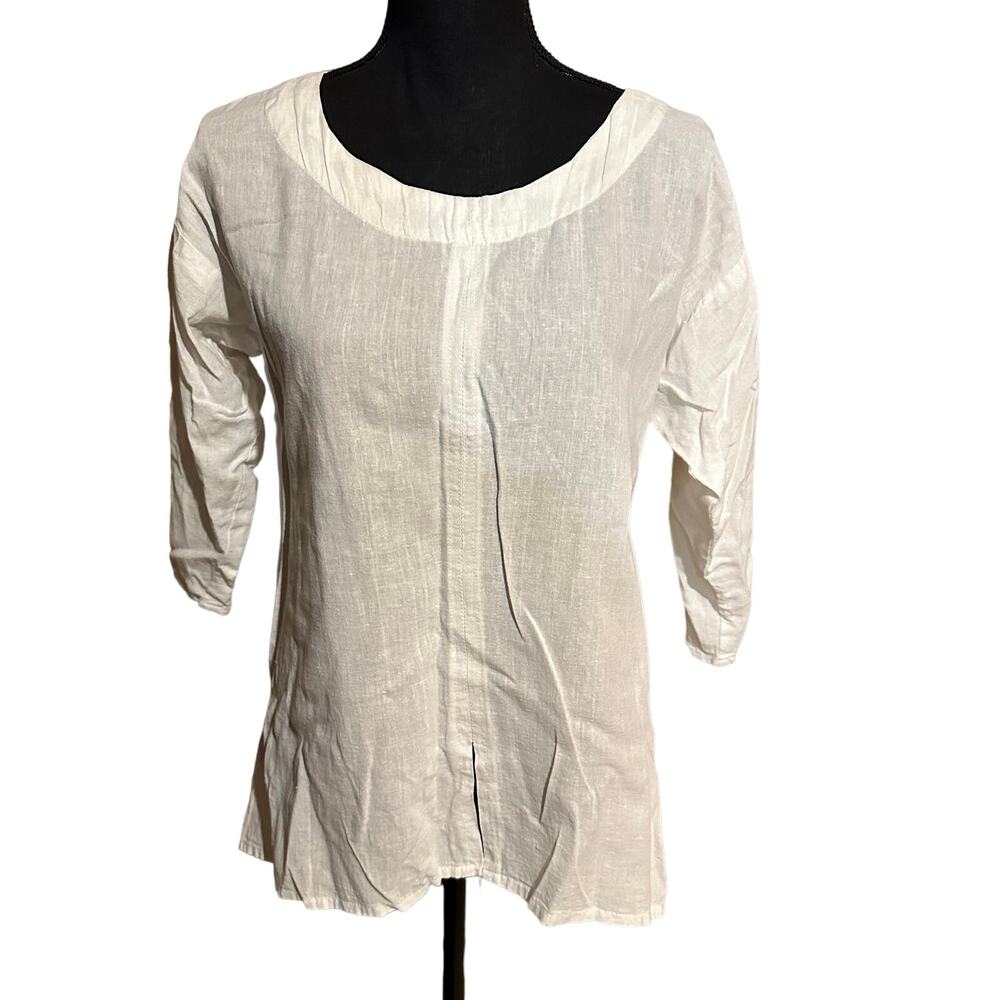 Etc. Lagenlook Cotton Beachy White Top Women's S Small